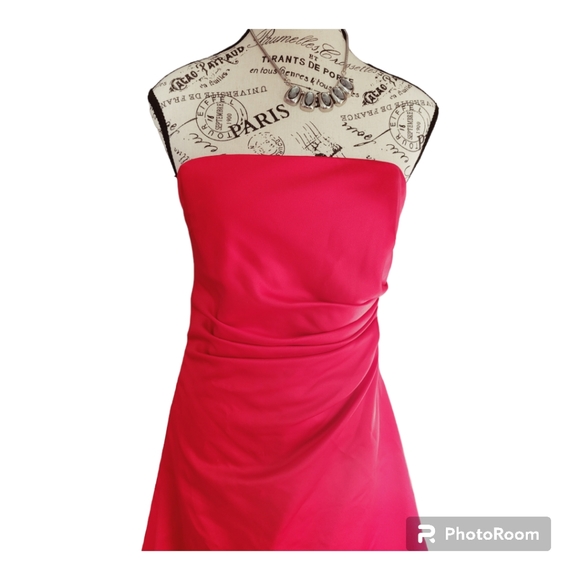 Red Strapless A-Line Ball Gown with Shawl - Picture 3 of 9